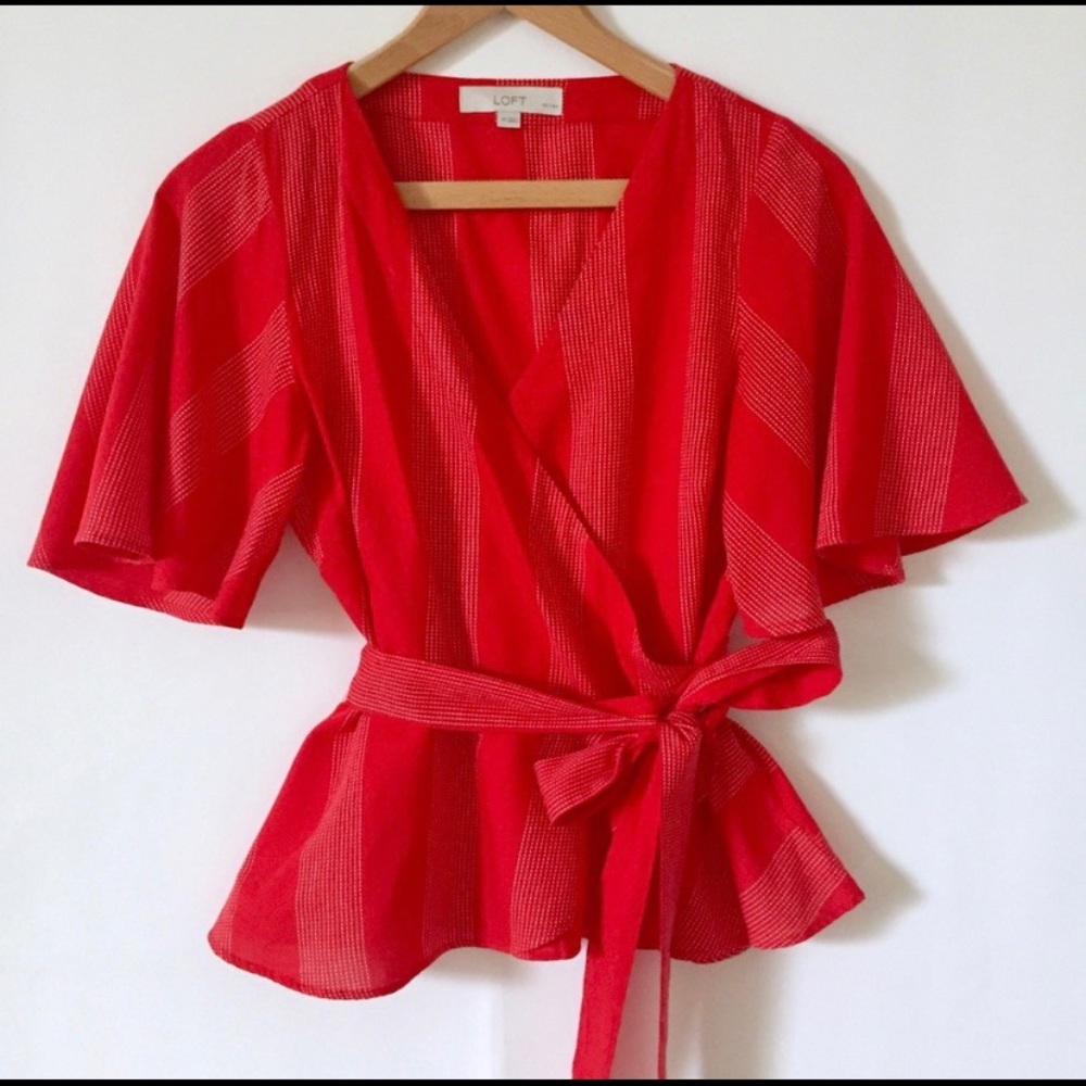 Loft peplum wrap shirt